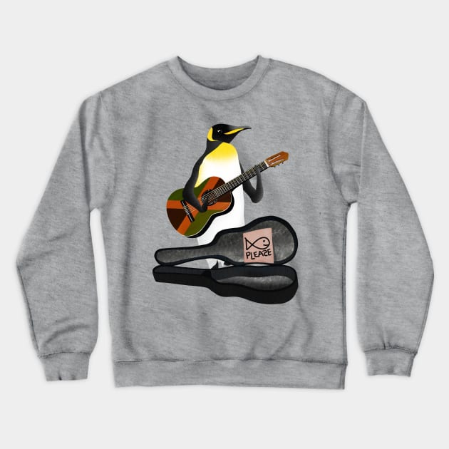 Penguin Playing Guitar Crewneck Sweatshirt by mailboxdisco